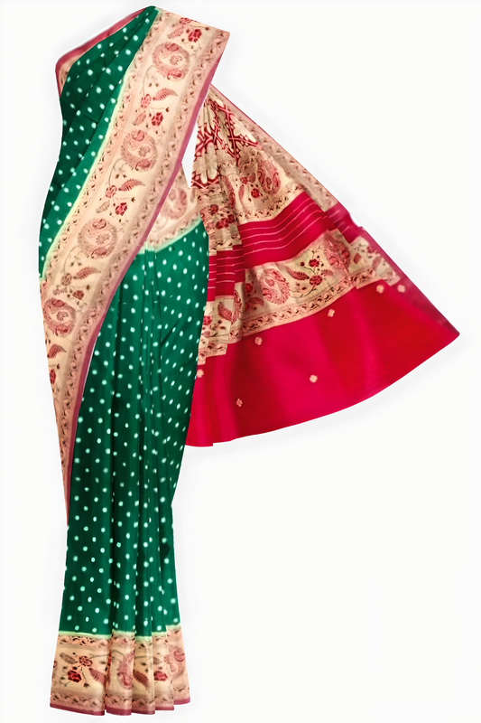 Banarasi Sarees: Heavy Gergette Zari Butti (Green)