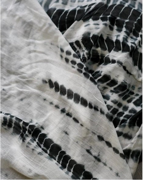 Cotton Linen  Shibori Printed Saree (White)