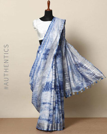 Cotton Linen Tie & Dye Bhagalpuri Saree